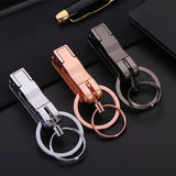 Men Waist Hanging Double Ring Key Chain Metal Keyring Auto Pendant Key Holder