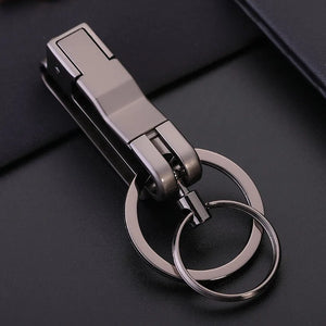 Men Waist Hanging Double Ring Key Chain Metal Keyring Auto Pendant Key Holder