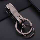 Men Waist Hanging Double Ring Key Chain Metal Keyring Auto Pendant Key Holder
