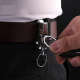 Men Waist Hanging Double Ring Key Chain Metal Keyring Auto Pendant Key Holder