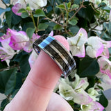Men Women Tungsten Carbide Ring 8mm Double Grooved Carbon-Fiber Inlay