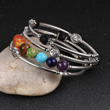 7 Chakra Bracelet Silvery Gemstone 4 Layered Wrap Bangle