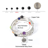 7 Chakra Bracelet Silvery Gemstone 4 Layered Wrap Bangle
