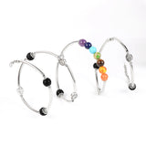 7 Chakra Bracelet Silvery Gemstone 4 Layered Wrap Bangle