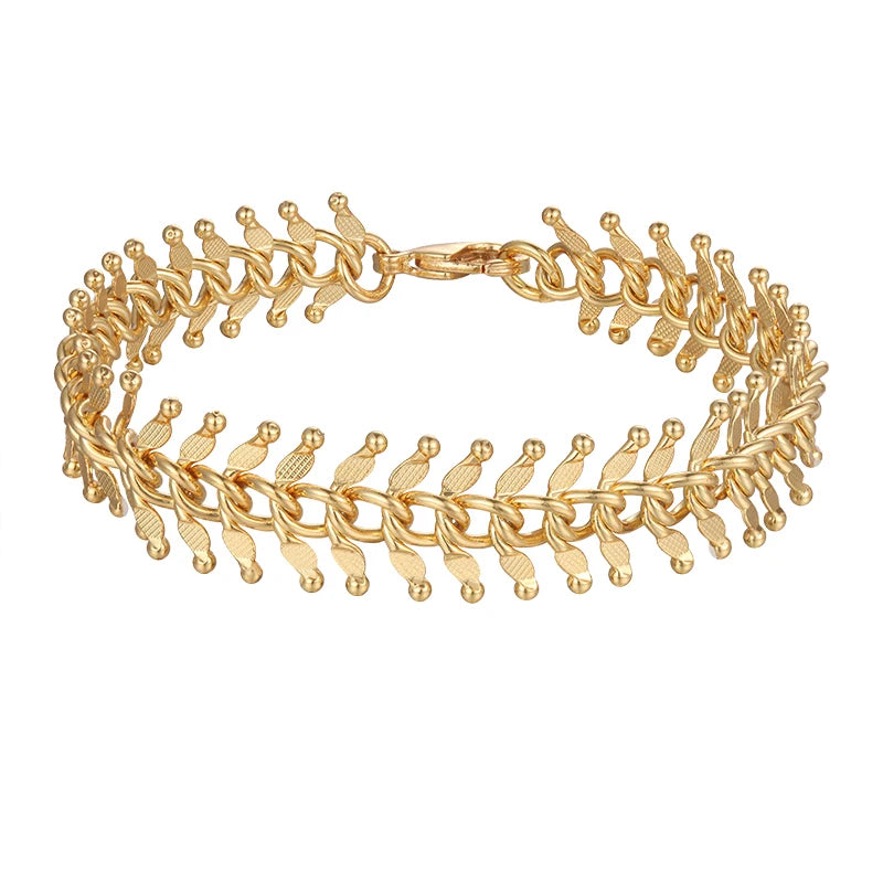 Men Women Wide Chunky Yellow Link Sheet Bracelet Chain