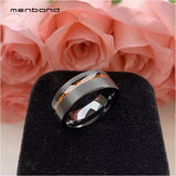 Tungsten Wood Wedding Band Real Wood Inlay 8MM Comfort Fit