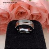 Tungsten Wood Wedding Band Real Wood Inlay 8MM Comfort Fit
