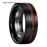 Tungsten Wood Wedding Band Real Wood Inlay 8MM Comfort Fit