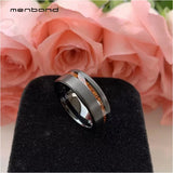 Tungsten Wood Wedding Band Real Wood Inlay 8MM Comfort Fit