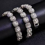 Crystal Tennis Chain Choker 13mm Square Cuban Link Necklace