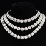 Crystal Tennis Chain Choker 13mm Square Cuban Link Necklace