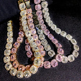 Crystal Tennis Chain Choker 13mm Square Cuban Link Necklace