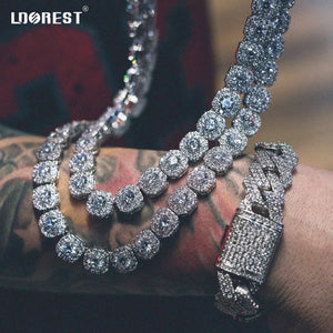 Crystal Tennis Chain Choker 13mm Square Cuban Link Necklace