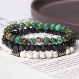 Amazonite Howlite Bracelet Set Charm Bangle Couples Jewelry