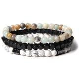 Amazonite Howlite Bracelet Set Charm Bangle Couples Jewelry