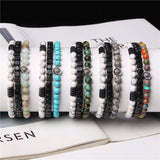 Amazonite Howlite Bracelet Set Charm Bangle Couples Jewelry
