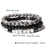 Amazonite Howlite Bracelet Set Charm Bangle Couples Jewelry