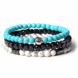 Amazonite Howlite Bracelet Set Charm Bangle Couples Jewelry