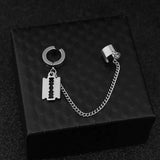 Stainless Steel Ear Chain Key Lock Blade Pendant Earring Couples Jewelry