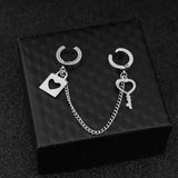 Stainless Steel Ear Chain Key Lock Blade Pendant Earring Couples Jewelry