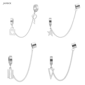 Stainless Steel Ear Chain Key Lock Blade Pendant Earring Couples Jewelry