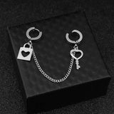 Stainless Steel Ear Chain Key Lock Blade Pendant Earring Couples Jewelry