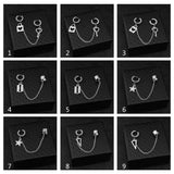 Stainless Steel Ear Chain Key Lock Blade Pendant Earring Couples Jewelry