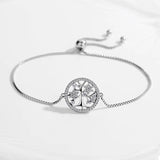 Sterling Silver Life Tree Crystal Bracelet Men Women Family Tree Jewelry