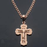 Men Women 585 Rose Cross Letter Pendant Necklace