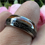 Tungsten Carbide Ring with Koa Wood Meteorite Inlay 8mm Band