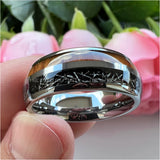 Tungsten Carbide Ring with Koa Wood Meteorite Inlay 8mm Band