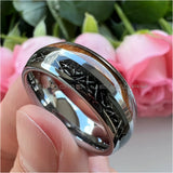 Tungsten Carbide Ring with Koa Wood Meteorite Inlay 8mm Band