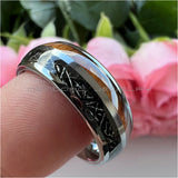 Tungsten Carbide Ring with Koa Wood Meteorite Inlay 8mm Band