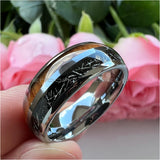 Tungsten Carbide Ring with Koa Wood Meteorite Inlay 8mm Band