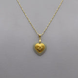 Men Women Double Heart Necklace 24K Carved Rose Flower Hetian Jade Pendants