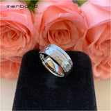 Men Women Tungsten Wedding Band Offset Grooved Brushed Finish 8MM