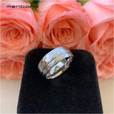 Men Women Tungsten Wedding Band Offset Grooved Brushed Finish 8MM