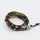 Men Women Leather Wrap Bracelet Beads Natural Pinture Stone