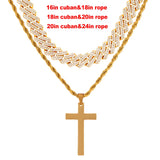 Hip Hop Bling Stainless Steel Chain Necklace Set