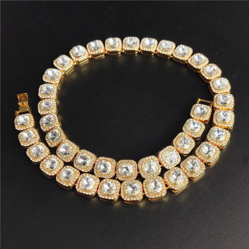 Hip Hop Chain Necklace 12.5mm Square Chain Iced Out Bling Bling HipHop Necklaces
