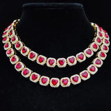 Men Women Hip Hop Chain Necklace 13mm Width Square Chain with Red Heart