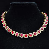Men Women Hip Hop Chain Necklace 13mm Width Square Chain with Red Heart