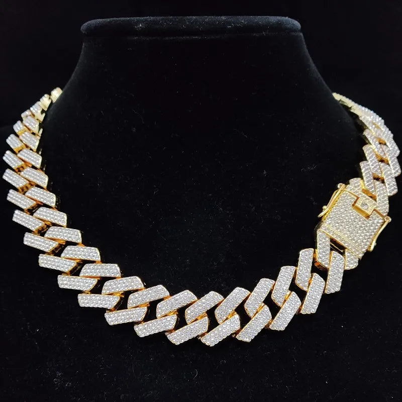 Men Women Hip Hop Chain Necklace 20mm Rhombus Cuban Chains Necklace