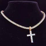 Hip Hop Cross Pendant Necklace with Tennis Chain