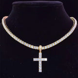 Hip Hop Cross Pendant Necklace with Tennis Chain