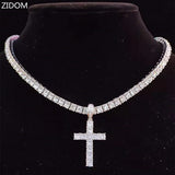 Hip Hop Cross Pendant Necklace with Tennis Chain