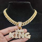 Hip Hop Crown KING Pendant Necklace Cuban Chain Bling Jewelry