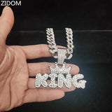 Hip Hop Crown KING Pendant Necklace Cuban Chain Bling Jewelry