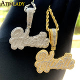 Men Women Hip Hop Hustle Pendant Necklace Bling CZ Rope Chain Punk Rapper