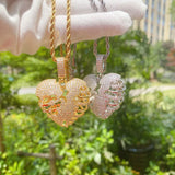 Unisex Heart Pendant Necklace with Tennis Chain HipHop Jewelry